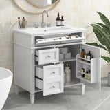 ZUN 30'' Bathroom Vanity with Top Sink, Modern Bathroom Storage Cabinet with 2 Drawers and a Tip-out N710P206904K