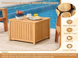 Solid Acacia Wood Outdoor Side Table with Umbrella Hole, 2-in-1 Storage End Table for Patio Poolside 86228546