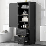 ZUN Tall Bathroom Storage Cabinet, Freestanding Storage Cabinet with Two Drawers and Adjustable Shelf, WF312728AAB