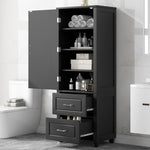 ZUN Tall Bathroom Storage Cabinet, Freestanding Storage Cabinet with Two Drawers and Adjustable Shelf, 48632964