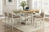 Counter Height Chairs Set of 2, Gray Finish Casual Country Style Fabric Upholstered Seat and Back B011P217880