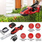 ZUN 24V Cordless Handheld Grass Shear Hedge Trimmer with 90&deg; Cutting Angle 2Pcs Replaceable Blades 00074415