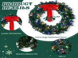 46in Pre-lit Christmas Wreath, Lighted Artificial Xmas Wreath with 150 Warm & Multi-color Lights and 29440664