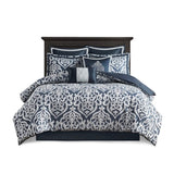 8 Piece Jacquard Comforter Set Navy/Silver Cal King B035128891