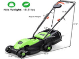 13-Inch Electric Lawn Mower with 8 Gal Grass Collection Box, 3 Adjustable Cutting Heights, 59934721