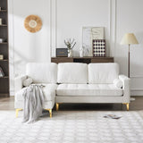 218*141*87cm Burlap Diamond Electroplated Gold Trident Legs Three Seats With Footstool Indoor 29311242