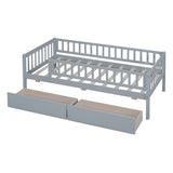 Twin Size Daybed Wood Bed with Two Drawers, Gray WF301864AAE