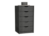 Dresser 42H" 5 Drawers Narrow Dresser, Slim Storage Chest of Drawers, Bedroom, Smokey Oak B097P167438