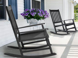 Outdoor Wood Rocking Chair, Wooden Patio Rocking Chair with Comfortable Backrest, Weatherproof Patio 23489524