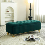 47.24''W Storage Ottoman,Upholstered Velvet Fabric Storage Ottoman with Safety Hinge, gold W579P224708
