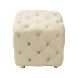 Beige Modern Velvet Upholstered Ottoman, Exquisite Small End Table, Soft Foot Stool,Dressing Makeup W1170103515