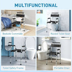 ZUN Black multi-functional portable toilet chair with adjustable height 48179906