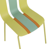 Summer - 4-Pack Modern Striped Color Block Chairs Indoor/Outdoor PP Plastic Seat & Sturdy Metal W3450P322861