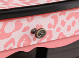 Three-Fold Mirror Single Drawer Arc Feet Children Dresser Red Leopard Print 96588246