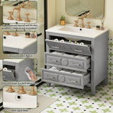 30'' Bathroom Vanity with Ceramic Sink Combo, Free Standing Single Vanity Set with 3 Drawers, Solid N710P246209E