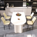 63 "medieval modern cream style MDF dining table and PU dining chair set 4. Assemble Desktop and 21982714