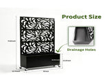 70.87" H 46.06" W Leaf Pattern Privacy Screen with Planter Box, Black Metal Freestanding 54051391