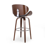 30" Mid-Century Modern Upholstered Swivel Barstool, Midnight Black, Walnut 67493.00PUMDNT