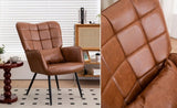 Bonded Leather Armchair, Modern Accent Chair High Back, Living Room Chairs with Metal Legs and Soft W2105P145981