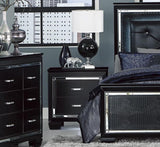 Glamourous Black Finish 1pc Nightstand 2x Dovetail Drawers Faux Alligator Embossed Fronts Bedroom B01151365