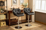 ZUN Glasgow Contemporary Tufted Adjustable Height Hidraulic Bar Stools, Set of 2, Black T2574P164864