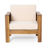 Outdoor Acacia Wood Club Chairs with Cushions, TeakBeige, 27.75"D x 32"W x 27.75"H 70692.00