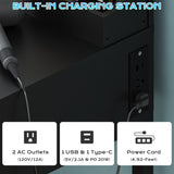 Black particleboard with a 3-compartment, 1-drawer dressing table set with 8 three-tone light bulbs, 72143502