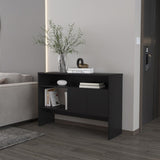 Bylas Console Table in Melamine With Two Doors y Open Storage, Black B128P237129