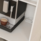 White Buffet Cabinet with Hutch - Modern Farmhouse Kitchen Storage Sideboard with 2 Drawers & Barn W2700P300564