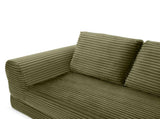 2-in-1 Folding Convertible Sofa Bed, Modern Corduroy Sleeper Couch with 2*pillows, Futon Modular W1117P417299