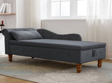 Black Chaise Lounge Indoor,Velvet Lounge Chair for Bedroom with Storage & Pillow,Modern Upholstered W1170100898