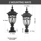 1-pack Vintage Black Outdoor Post Lantern - Waterproof Aluminum Lamp Post Light with Bubble Glass, W1340P239409