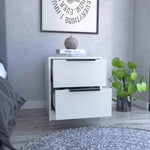 ZUN Kaia Nightstand , End Table, Side Table Two Drawers, Metal Handle -White B20091876