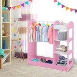 Pink Kids Wardrobe - 37"x15"x39.5" Size, 1 Solid Wood Hanger 1 Upper Shelf 2 Bottom 63793997