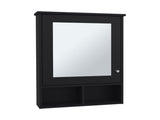 Medicine Cabinet 29" H, with 5 Shelves, 1 Door, and 1 Mirror, Black B097P250881