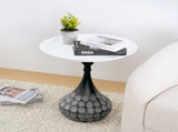 Accent Metal Coffee Table, Pedestal Table for Living Room, Hand-hammered Texture, WhiteBlack N772P287777W