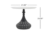 Accent Metal Coffee Table, Pedestal Table for Living Room, Hand-hammered Texture, WhiteBlack N772P287777W
