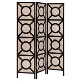 Tan and Cappuccino Circle Pattern 3-Panel Folding Screen B062P153652