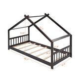Twin Size House Bed Wood Bed, Espresso N708P182785P