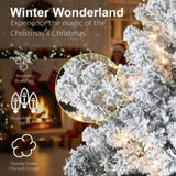 5FT Flocked Christmas Tree 407 Tips Artificial Plant with 150 Warm White Lights Sturdy Metal Stand 36299344