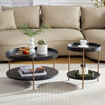 ZUN 2-Piece Modern 2 tier Round Coffee Table Set for Living Room,Easy Assembly Nesting Coffee Tables, W2582P167726