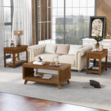 25'' Rectangular Farmhouse End Table with Storage Shelf, Sofa Side Table with Solid Wood Legs for W1202P177312