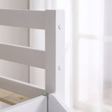 Elevated Cross Guard Rail with Slide Twin Pine Wooden Bed White 41427487