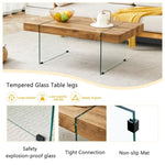 ZUN 43.3"x23.6" Wood colored texture sticker MDF Coffee Table with Tempered glass legs.Suitable for W1151P209568