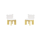 Kids Table and Chair Set, 3-Piece Toddler Table with 2 Chairs, Cute Bear-Back Chairs, Sturdy Wooden 24776717