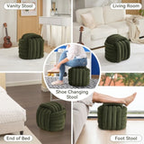060-Chenille Fabric Modern Knot Design Ottoman Makeup Stool Footstool, Comfortable and Stylish Seat W527P239020