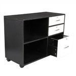 ZUN Wood File Cabinet with 3 Drawer and 2 Open Shelves Office Storage Cabinet with Wheel Printer Stand, 20642769