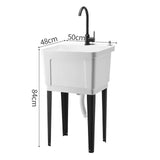 Freestanding Plastic Utility Sink Laundry Tub Laundry Sink with Faucet White 38569426