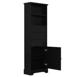 ZUN Black Tall Storage Cabinet with 3 Drawers and Adjustable Shelves for Bathroom, Study, Office and WF323347AAB