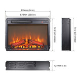 ZUN 23 inch electric fireplace insert, ultra thin heater log set & realistic flame, remote control 26258891